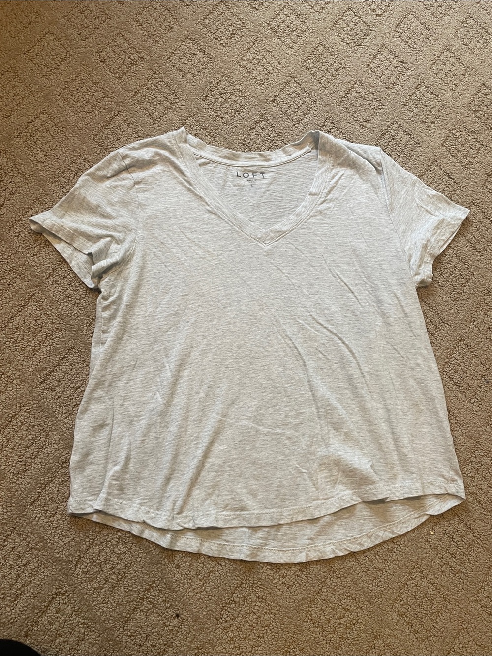 LOFT Light Gray V-Neck Short Sleeve Tee